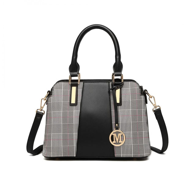 bag  Miss Lulu Gingham Plaid Panel Shoulder Bag Moda Bags Moda Bags