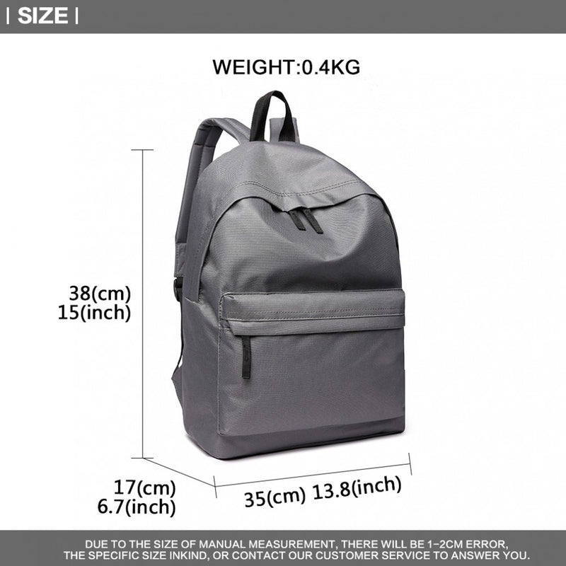 Classic Large Capacity Unisex Backpack - Grey