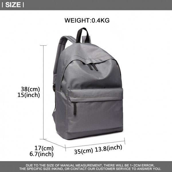 Classic Large Capacity Unisex Backpack - Grey