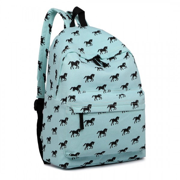 Cotton Canvas School Backpack - Blue