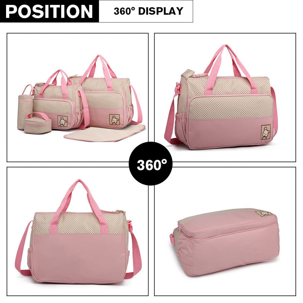 bag  Pink Polka Dot Maternity Baby Changing Bag Set Moda Bags My Store