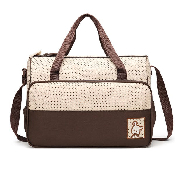 Brown Polka Dot Maternity Baby Changing Bag Set