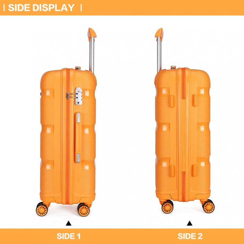 Kono 20 Inch Bright Hard Shell PP Carry-On Suitcase In Cabin Size - Orange