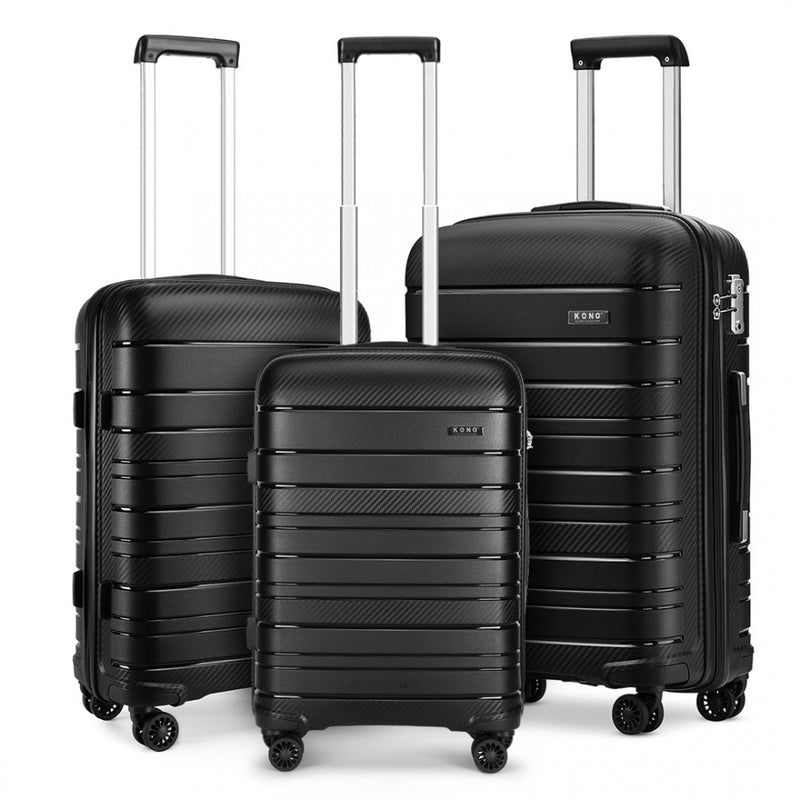 Kono Multi Texture Hard Shell PP Suitcase 3 Pieces Set - Classic Collection - Navy