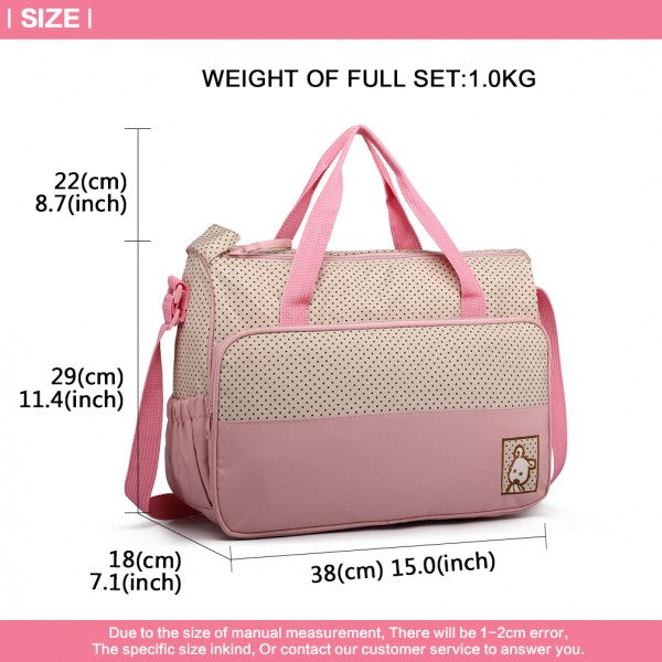 bag  Pink Polka Dot Maternity Baby Changing Bag Set Moda Bags My Store