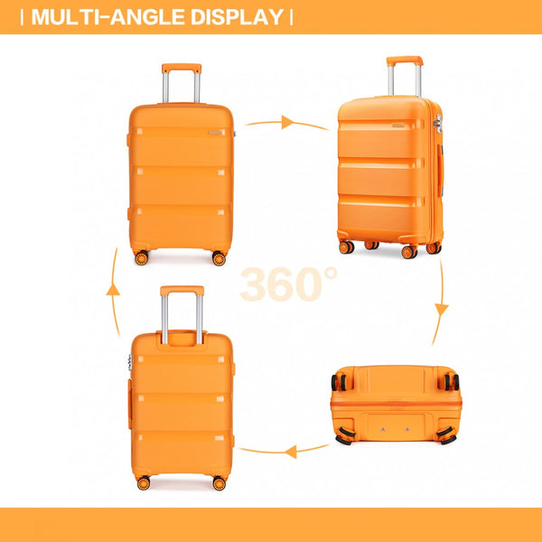 Kono 20 Inch Bright Hard Shell PP Carry-On Suitcase In Cabin Size - Orange