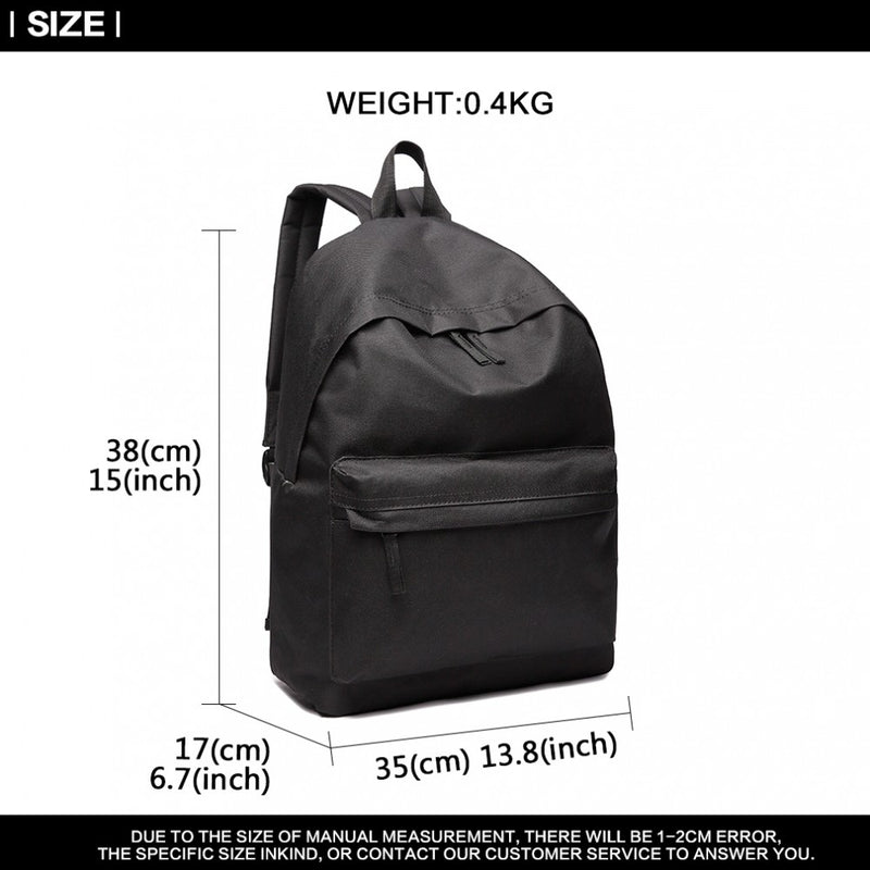 Classic Large Capacity Unisex Backpack - Black