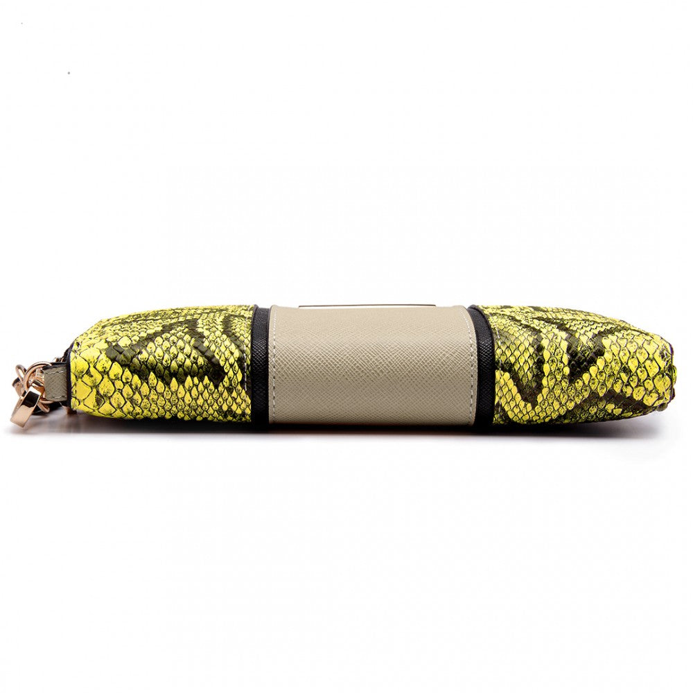 bag  Miss Lulu Snake Print Panel Long Purse Khaki Moda Bags Moda Bags