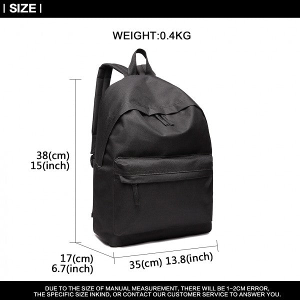 Classic Large Capacity Unisex Backpack - Black