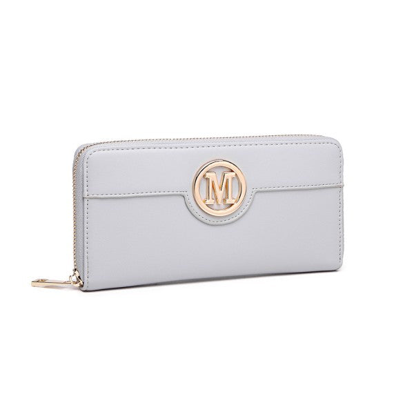 LP2031 - Miss Lulu Women's Leather Look Purse - Grey