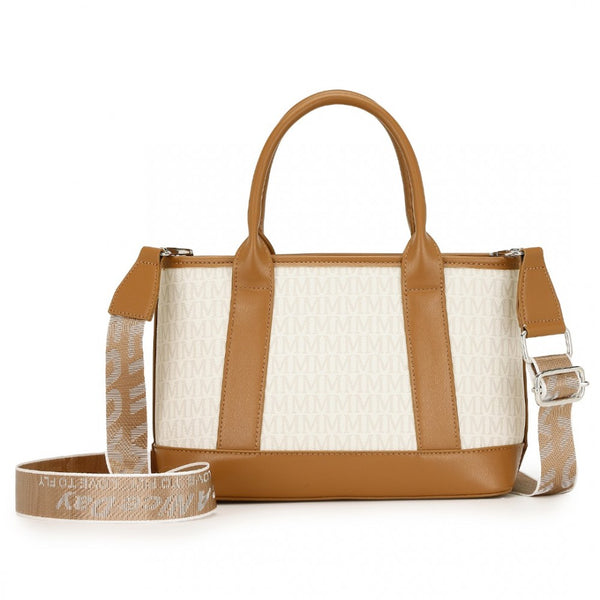 Beige Monogram PVC Leather Tote Bag