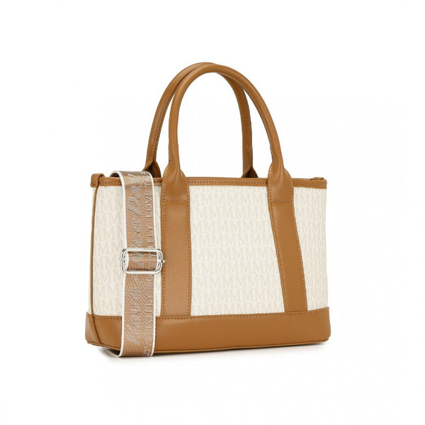 Beige Monogram PVC Leather Tote Bag