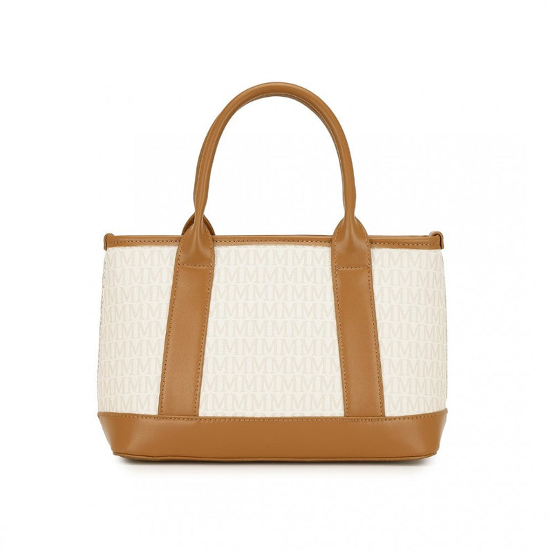 Beige Monogram PVC Leather Tote Bag