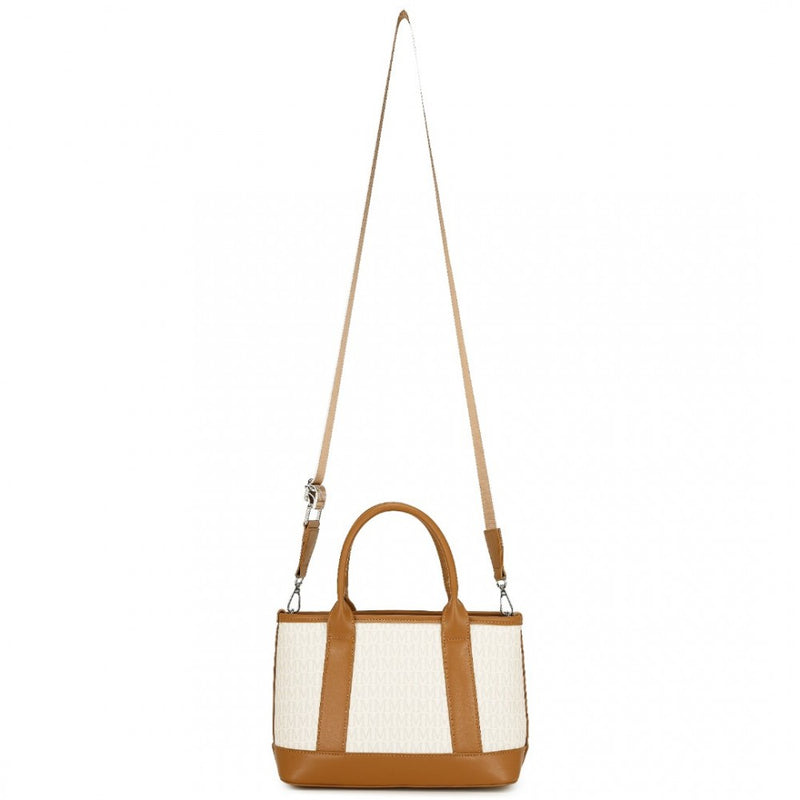 Beige Monogram PVC Leather Tote Bag