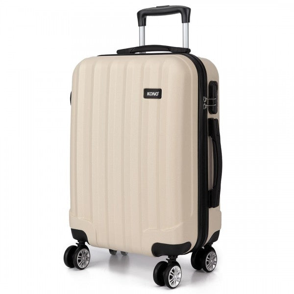 Vertical Stripe Hard Shell Suitcase 28 Inch Luggage - Beige