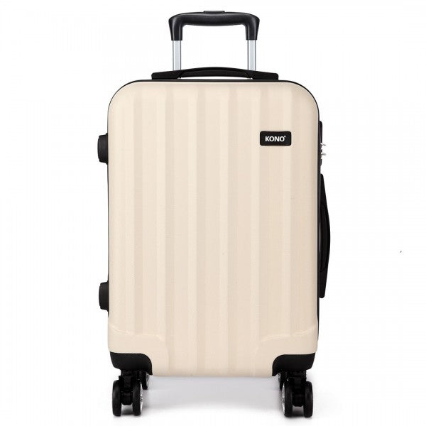 Vertical Stripe Hard Shell Suitcase 28 Inch Luggage - Beige