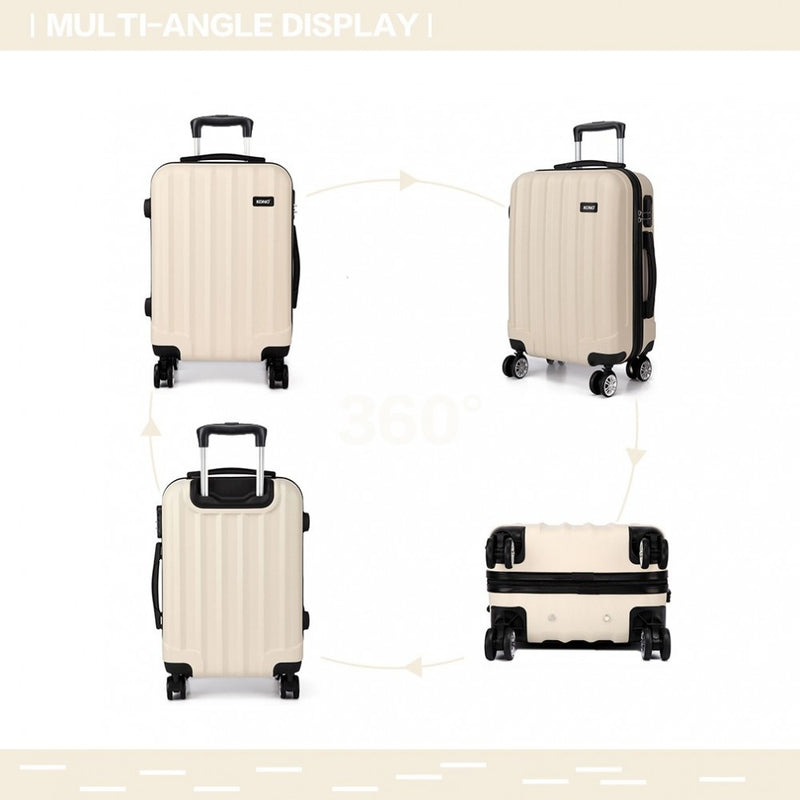 Vertical Stripe Hard Shell Suitcase 28 Inch Luggage - Beige