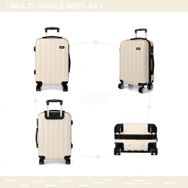 Vertical Stripe Hard Shell Suitcase 28 Inch Luggage - Beige