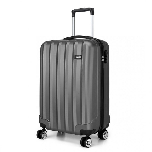 Vertical Stripe Hard Shell Suitcase 19 Inch Luggage - Grey