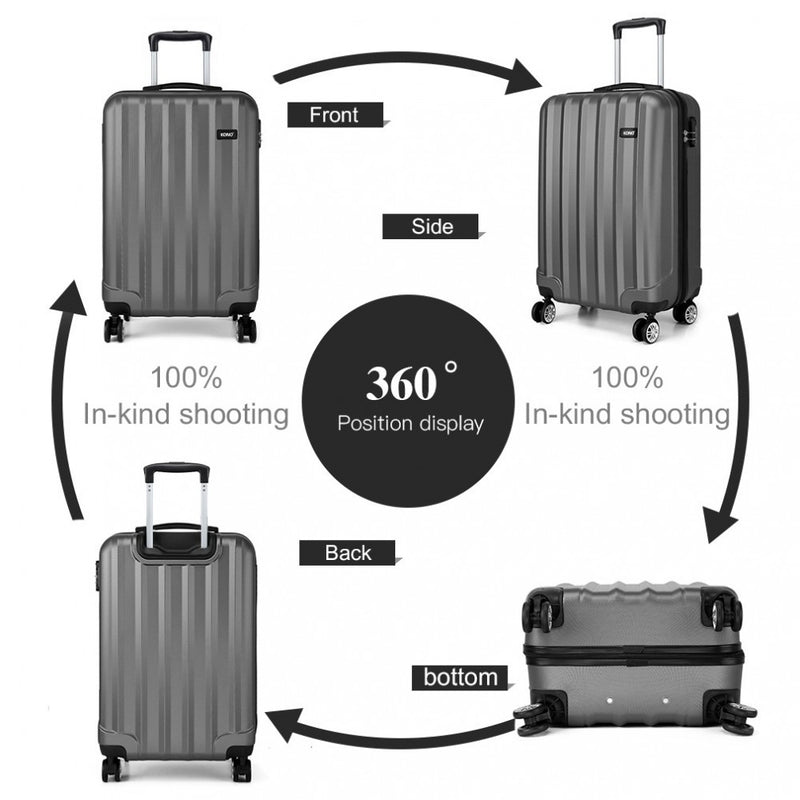 Vertical Stripe Hard Shell Suitcase 19 Inch Luggage - Grey