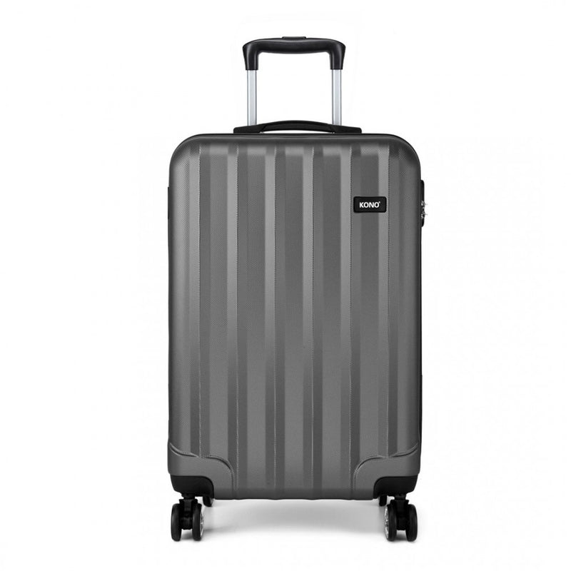 Vertical Stripe Hard Shell Suitcase 19 Inch Luggage - Grey