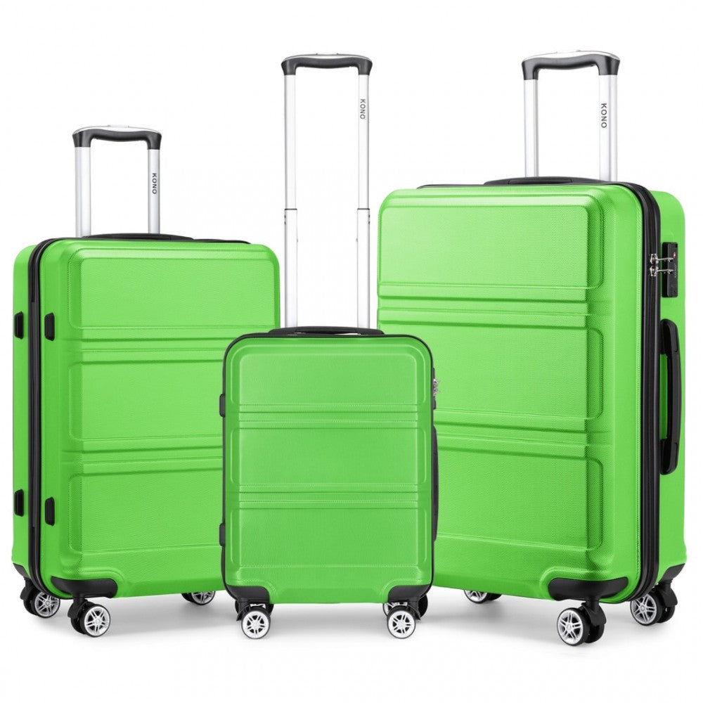 bag  K1871-1L - Kono ABS Sculpted Horizontal Design 3 Piece Suitcase Set - Black Moda Bags Moda Bags