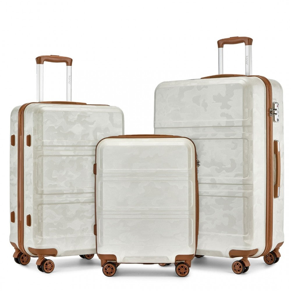 bag  K1871-1L - Kono ABS Sculpted Horizontal Design 3 Piece Suitcase Set - Black Moda Bags Moda Bags