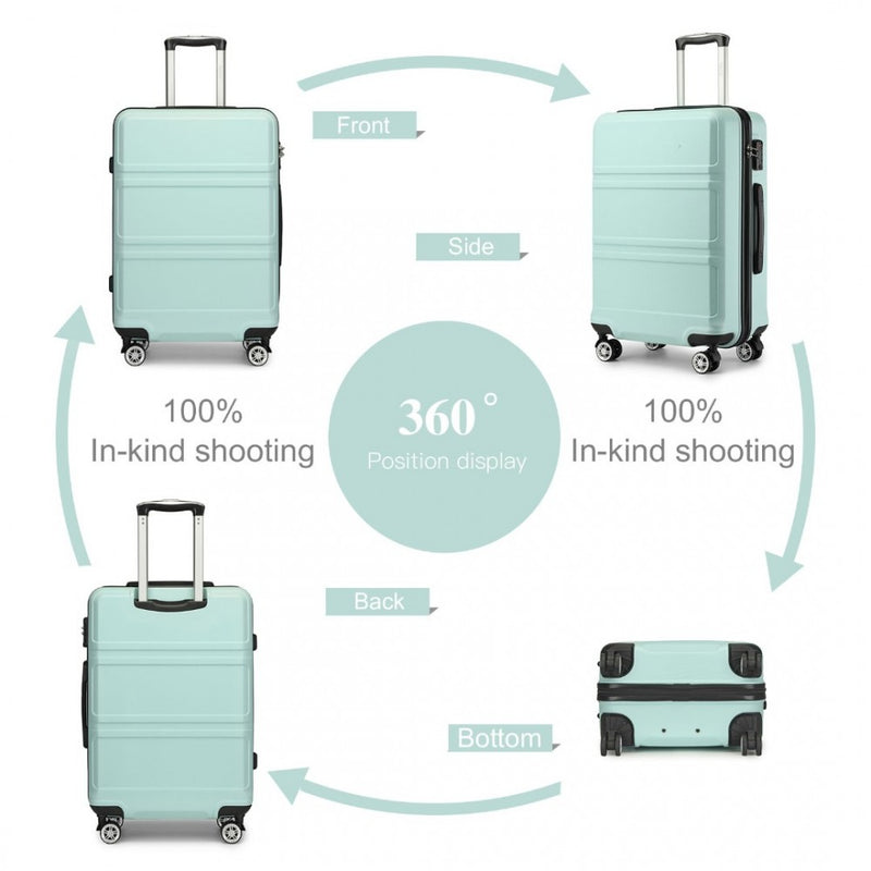 ABS Sculpted Horizontal Design 3 Piece Suitcase Set - Mint Green