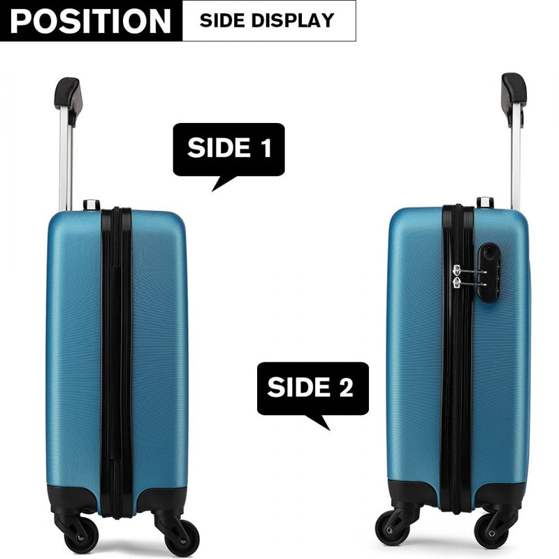 19 Inch ABS Hard Shell Carry On Luggage 4 Wheel Spinner Suitcase - Navy