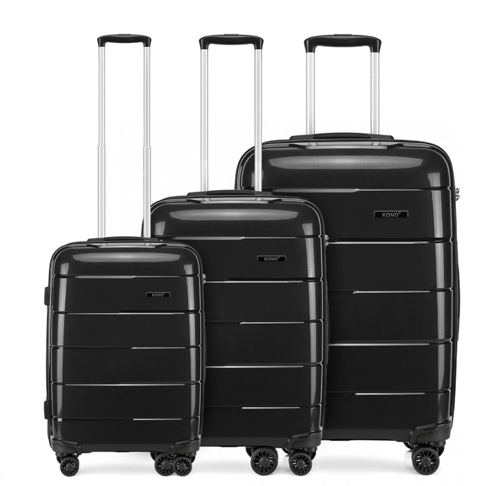 bag  20-24-28” HARD SHELL PP SUITCASE SET - BLACK Moda Bags Moda Bags