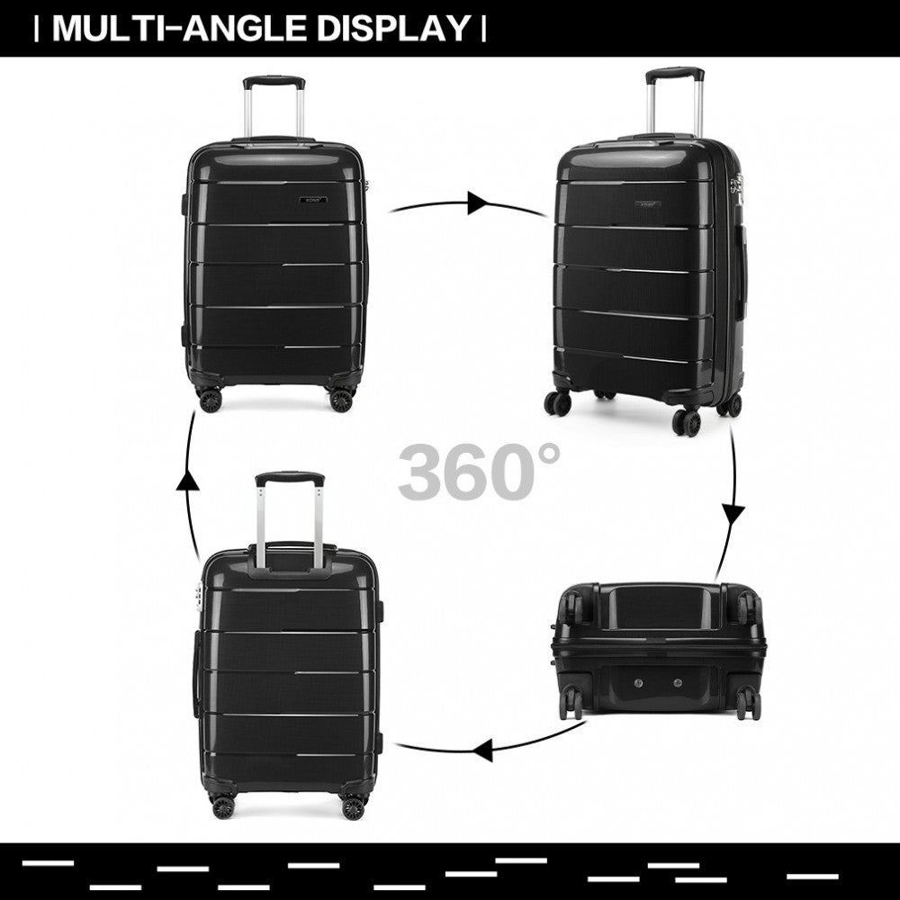 bag  20 INCH CABIN SIZE HARD SHELL PP SUITCASE - BLACK Moda Bags Moda Bags