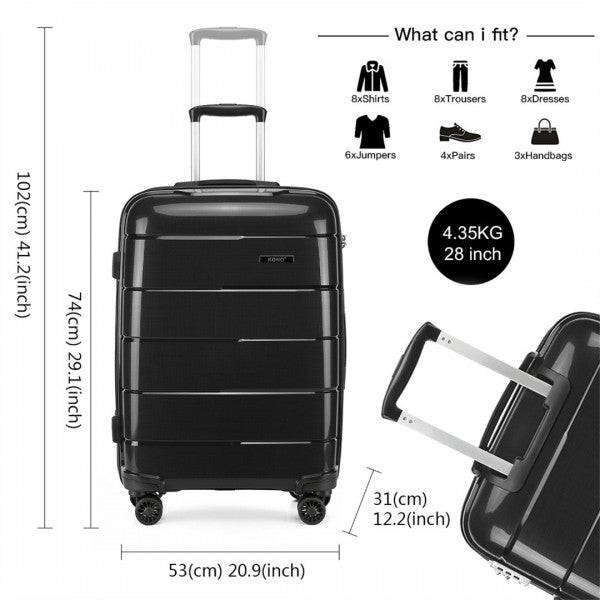 28 INCH HARD SHELL PP SUITCASE - BLACK