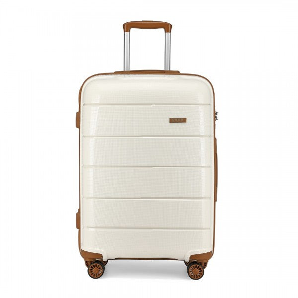 bag  20 INCH CABIN SIZE HARD SHELL PP SUITCASE - CREAM Moda Bags Moda Bags