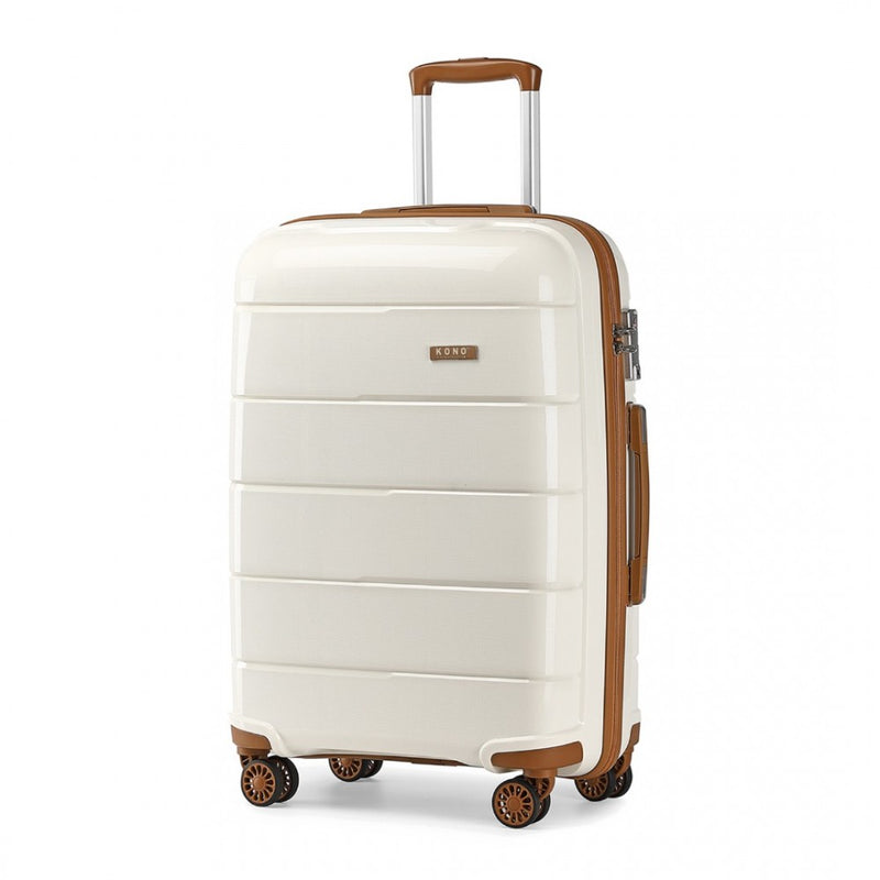 28 INCH HARD SHELL PP SUITCASE - CREAM