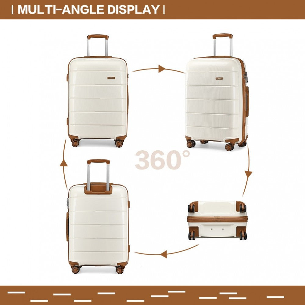 bag  20 INCH CABIN SIZE HARD SHELL PP SUITCASE - CREAM Moda Bags Moda Bags