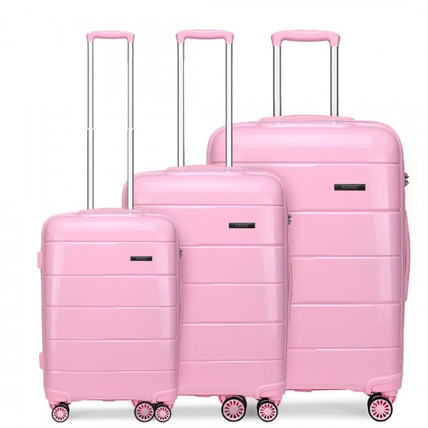 bag  20-24-28” HARD SHELL PP SUITCASE SET - PINK Moda Bags Moda Bags
