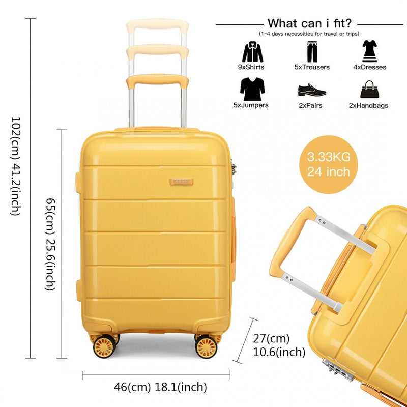 24 INCH HARD SHELL PP SUITCASE - YELLOW