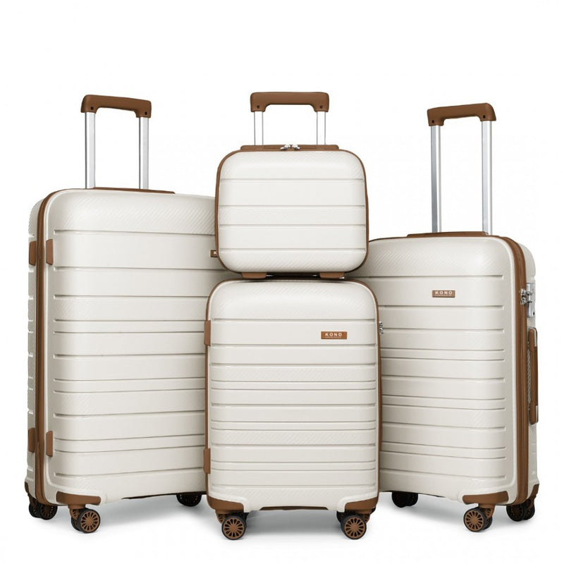 Kono Multi Texture Hard Shell PP Suitcase White