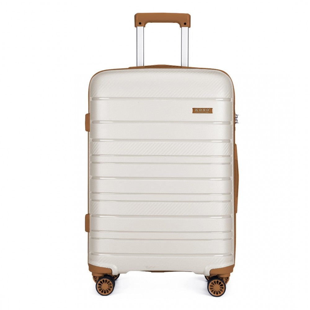 bag  Kono 24 Inch Multi Texture Hard Shell PP Suitcase - Classic Collection - Cream Moda Bags Moda Bags