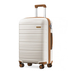 Kono 24 Inch Multi Texture Hard Shell PP Suitcase - Classic Collection - Cream