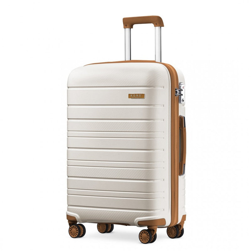 Kono 28 Inch Multi Texture Hard Shell PP Suitcase - Classic Collection - White