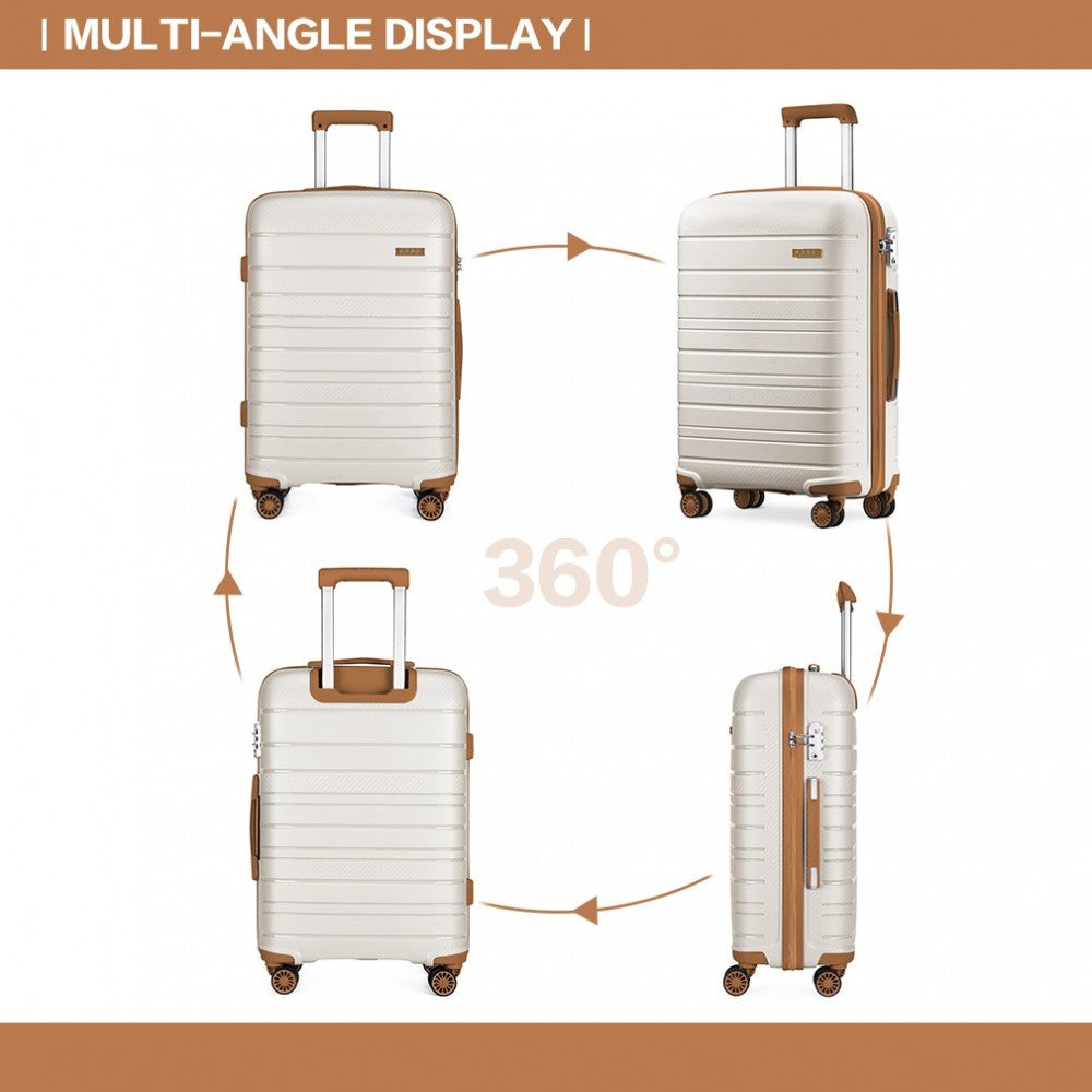 bag  Kono 24 Inch Multi Texture Hard Shell PP Suitcase - Classic Collection - Cream Moda Bags Moda Bags