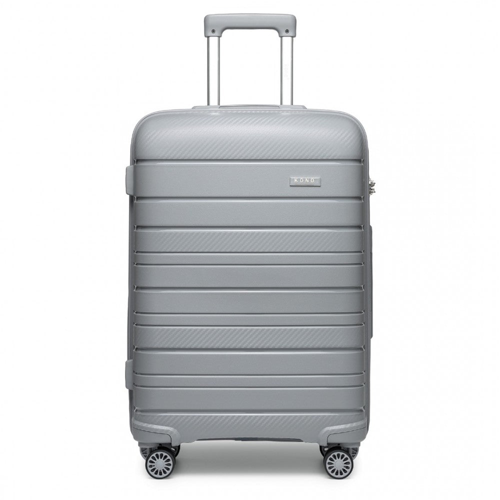 bag  Kono 20 Inch Multi Texture Hard Shell PP Suitcase - Classic Collection - Grey Moda Bags Moda Bags