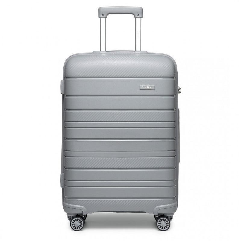 Kono 20 Inch Multi Texture Hard Shell PP Suitcase - Classic Collection - Grey