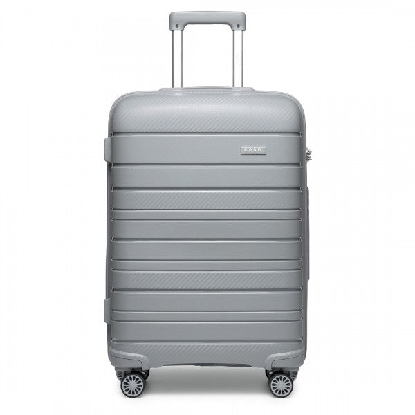 Kono 20 Inch Multi Texture Hard Shell PP Suitcase - Classic Collection - Grey