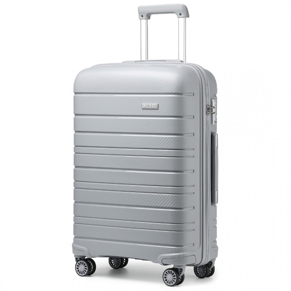 bag  Kono 24 Inch Multi Texture Hard Shell PP Suitcase - Classic Collection - Cream Moda Bags Moda Bags