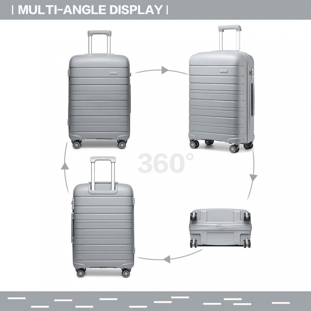 bag  Kono 20 Inch Multi Texture Hard Shell PP Suitcase - Classic Collection - Grey Moda Bags Moda Bags
