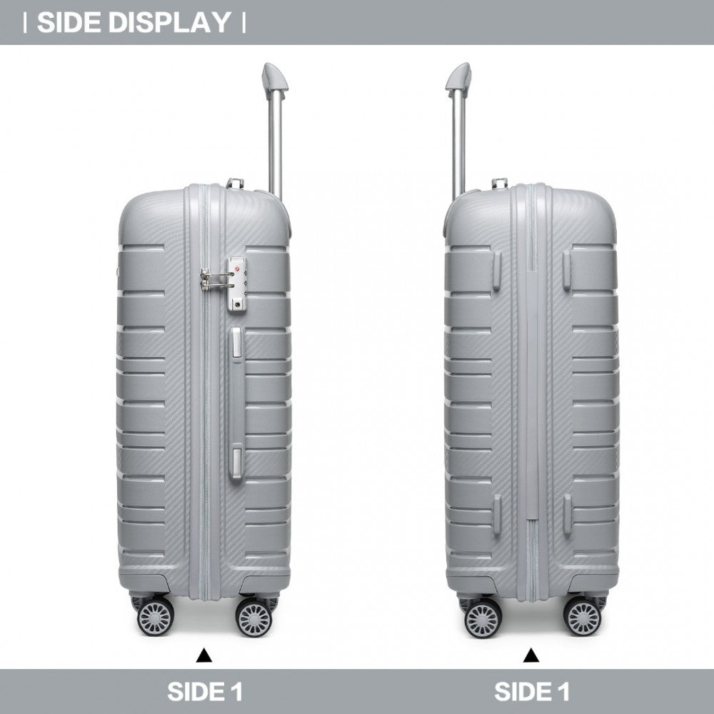 bag  Kono 20 Inch Multi Texture Hard Shell PP Suitcase - Classic Collection - Grey Moda Bags Moda Bags