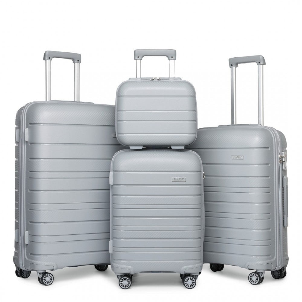 bag  Kono Multi Texture Hard Shell PP Suitcase White Moda Bags Moda Bags
