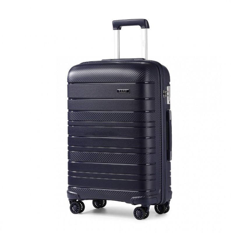 Kono 20 Inch Multi Texture Hard Shell PP Suitcase - Classic Collection - Grey